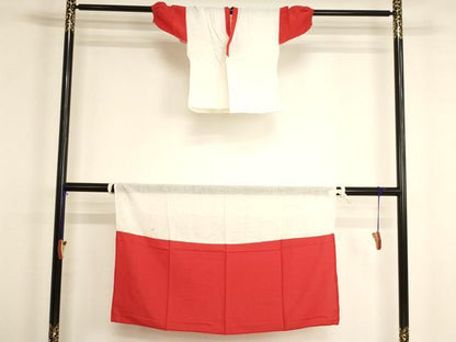 平和屋着物[]七五三　女の子　３歳　祝着　一つ身　長襦袢（無双仕立て・二部式）セット　飛鶴吉祥花文　金銀彩　逸品　AABI2721ja