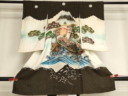 平和屋着物[]お宮参り　男の子　祝着　産着　初着　のしめ　刺繍　宝船文　暈し染め　金糸　金彩　逸品　AABI2722ja