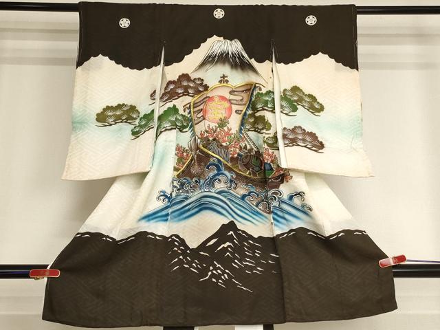 平和屋着物[]お宮参り　男の子　祝着　産着　初着　のしめ　刺繍　宝船文　暈し染め　金糸　金彩　逸品　AABI2722ja