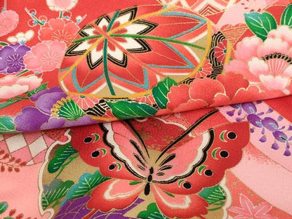 平和屋着物[]お宮参り　女の子　祝着　産着　初着　のしめ　手毬花蝶文　暈し染め　金彩　AABI2725ja