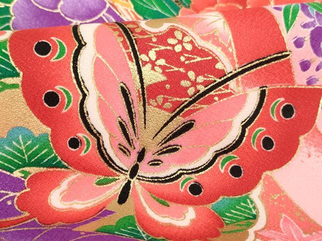 平和屋着物[]お宮参り　女の子　祝着　産着　初着　のしめ　手毬花蝶文　暈し染め　金彩　AABI2725ja