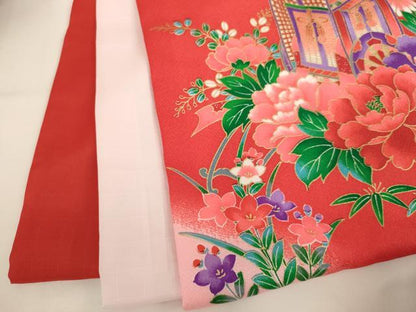 平和屋着物[]お宮参り　女の子　祝着　産着　初着　のしめ　手毬花蝶文　暈し染め　金彩　AABI2725ja