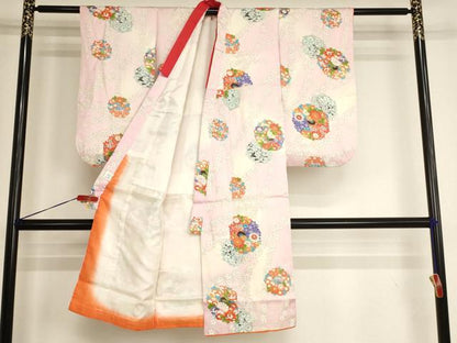平和屋着物[]七五三　女の子　5歳　祝着　オンワード　花丸文　暈し染め　金彩　逸品　AABI2726ja