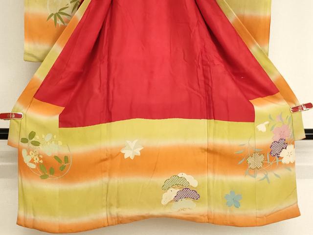 平和屋着物[]アンティーク　大正ロマン　お宮参り　女の子　祝着　産着　初着　のしめ　花丸文　暈し染め　逸品　AABI2728ja