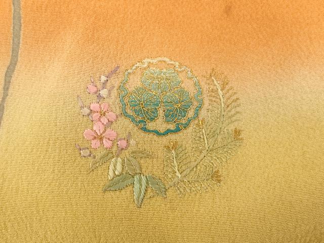 平和屋着物[]アンティーク　大正ロマン　お宮参り　女の子　祝着　産着　初着　のしめ　花丸文　暈し染め　逸品　AABI2728ja