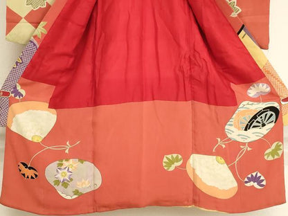 平和屋着物[]アンティーク　大正ロマン　お宮参り　女の子　祝着　産着　初着　のしめ　駒刺繍　童子　貝合せ花文　逸品　AABI2729ja