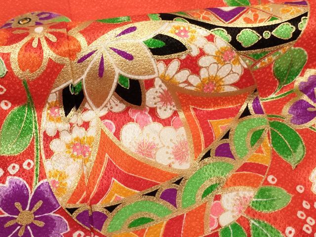 平和屋着物[]七五三　女の子　３歳　祝着　三つ身　花手毬文　金彩　AABI2732ja