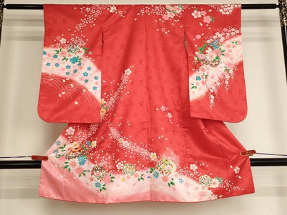 平和屋着物[]七五三　女の子　３歳　祝着　三つ身　花手毬文　暈し染め　金彩　AABI2733ja