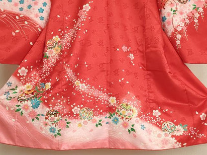 平和屋着物[]七五三　女の子　３歳　祝着　三つ身　花手毬文　暈し染め　金彩　AABI2733ja