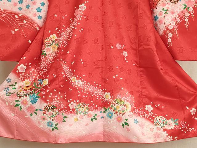 平和屋着物[]七五三　女の子　３歳　祝着　三つ身　花手毬文　暈し染め　金彩　AABI2733ja
