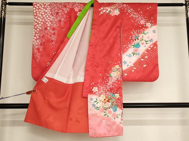 平和屋着物[]七五三　女の子　３歳　祝着　三つ身　花手毬文　暈し染め　金彩　AABI2733ja