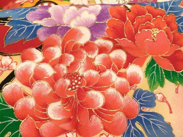 平和屋着物[]お宮参り　女の子　祝着　産着　初着　のしめ　御所車花文　暈し染め　金彩　逸品　未使用　AABI2736ja
