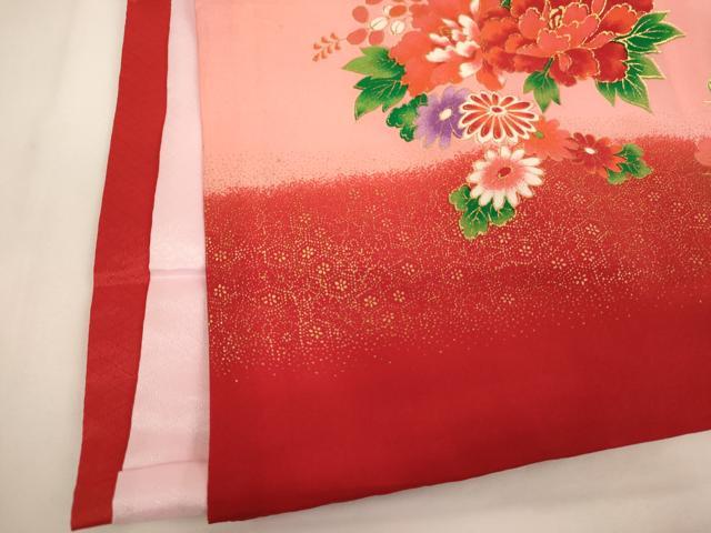 平和屋着物[]お宮参り　女の子　祝着　産着　初着　のしめ　御所車花文　暈し染め　金彩　逸品　未使用　AABI2736ja