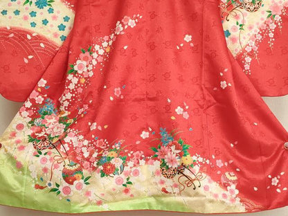 平和屋着物[]七五三　女の子　３歳　祝着　三つ身　花車文　暈し染め　金彩　AABI2739ja