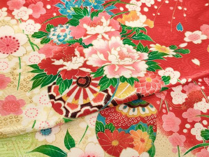 平和屋着物[]七五三　女の子　３歳　祝着　三つ身　花車文　暈し染め　金彩　AABI2739ja