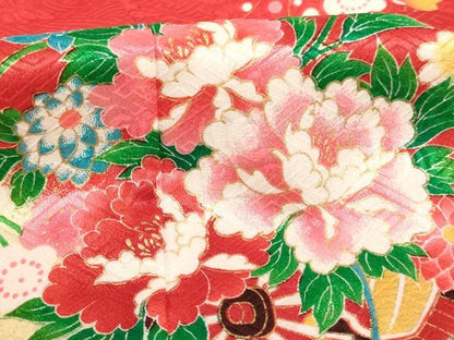平和屋着物[]七五三　女の子　３歳　祝着　三つ身　花車文　暈し染め　金彩　AABI2739ja
