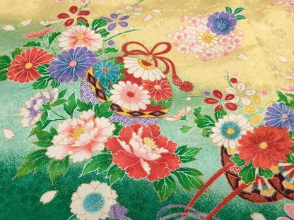 平和屋着物[]七五三　女の子　３歳　祝着　三つ身　鈴花文　暈し染め　金彩　AABI2740ja
