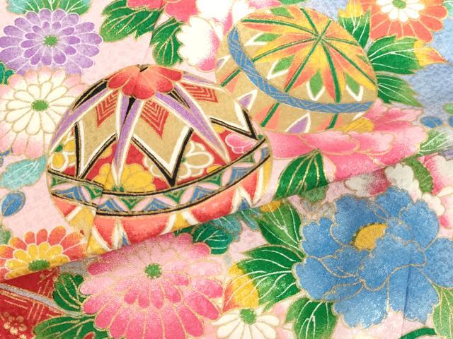 平和屋着物[]七五三　女の子　３歳　祝着　三つ身　花手毬文　暈し染め　金彩　AABI2741ja
