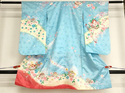 平和屋着物[]七五三 女の子 ３歳 祝着 三つ身 花手毬文 暈し染め 金彩 AABI2743ja