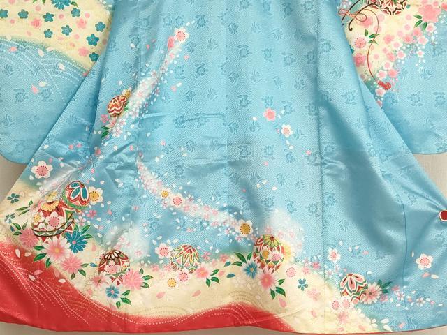 平和屋着物[]七五三　女の子　３歳　祝着　三つ身　花手毬文　暈し染め　金彩　AABI2743ja