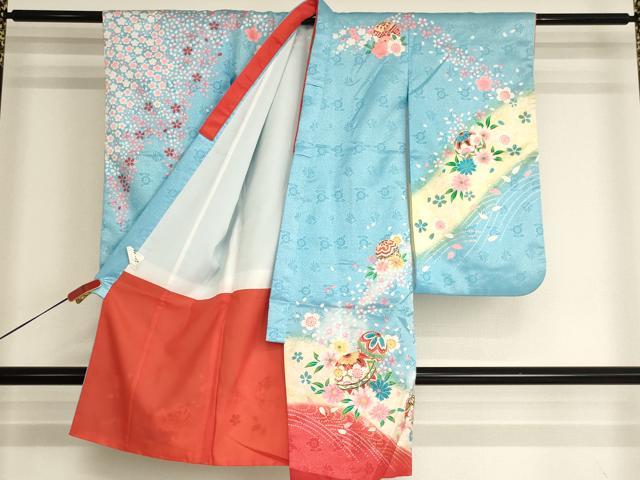平和屋着物[]七五三　女の子　３歳　祝着　三つ身　花手毬文　暈し染め　金彩　AABI2743ja