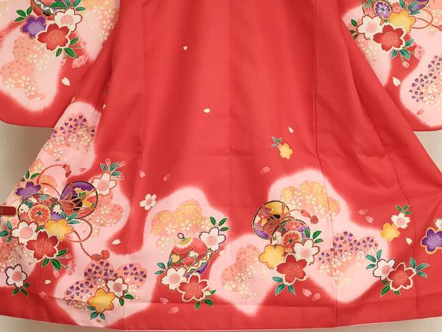 平和屋着物[]七五三　女の子　３歳　祝着　三つ身　桜鼓文　暈し染め　金彩　AABI2744ja