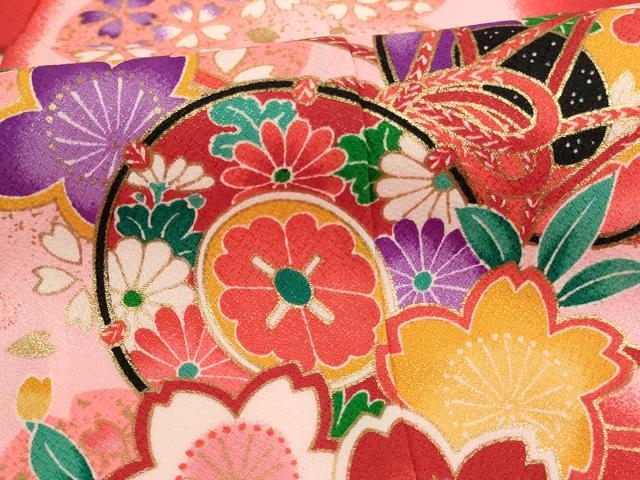 平和屋着物[]七五三　女の子　３歳　祝着　三つ身　桜鼓文　暈し染め　金彩　AABI2744ja
