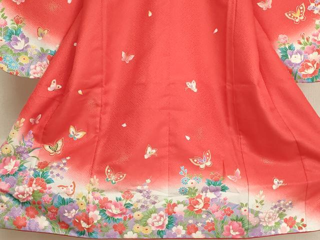平和屋着物[]七五三　女の子　３歳　祝着　三つ身　花蝶文　暈し染め　金彩　AABI2748ja