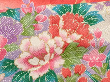 平和屋着物[]七五三　女の子　３歳　祝着　三つ身　花蝶文　暈し染め　金彩　AABI2748ja