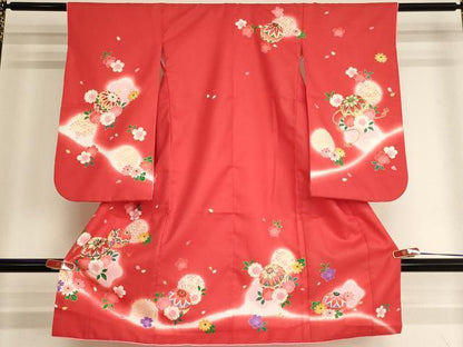 平和屋着物[]七五三 女の子 ３歳 祝着 三つ身 桜手毬文 暈し染め 金彩 AABI2749ja