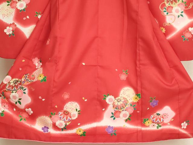 平和屋着物[]七五三　女の子　３歳　祝着　三つ身　桜手毬文　暈し染め　金彩　AABI2749ja