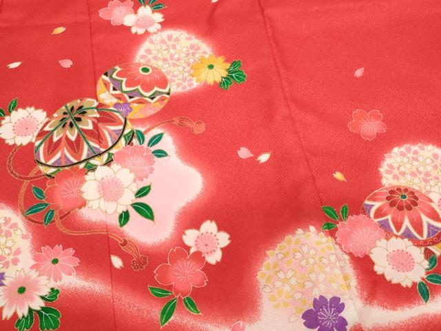 平和屋着物[]七五三　女の子　３歳　祝着　三つ身　桜手毬文　暈し染め　金彩　AABI2749ja