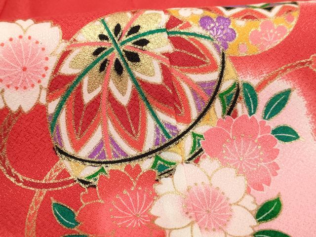 平和屋着物[]七五三　女の子　３歳　祝着　三つ身　桜手毬文　暈し染め　金彩　AABI2749ja