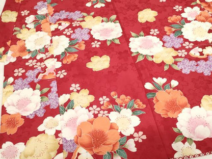 平和屋着物[]七五三　女の子　３歳　祝着　三つ身　花蝶文　AABI2752ja