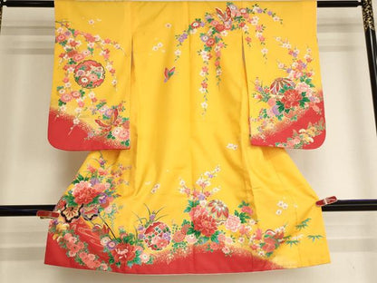 平和屋着物[]七五三　女の子　３歳　祝着　三つ身　花車文　暈し染め　金彩　AABI2755ja