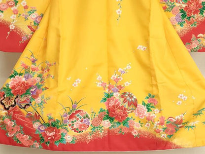 平和屋着物[]七五三　女の子　３歳　祝着　三つ身　花車文　暈し染め　金彩　AABI2755ja