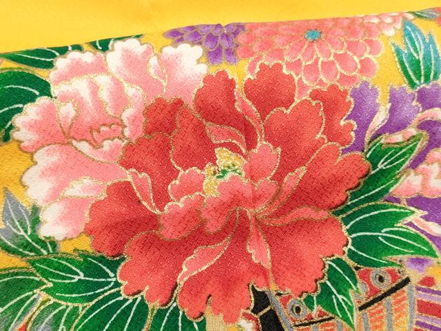 平和屋着物[]七五三　女の子　３歳　祝着　三つ身　花車文　暈し染め　金彩　AABI2755ja