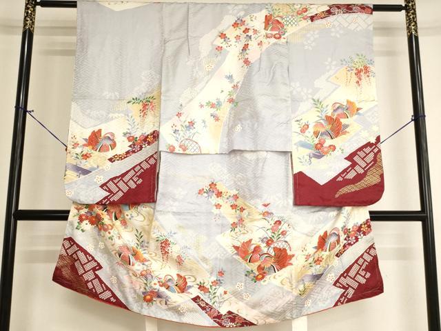 平和屋着物[]七五三　女の子　5歳　祝着　鴛鴦花文　暈し染め　金彩　逸品　AABI2756ja