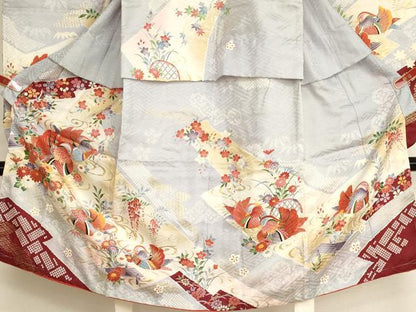 平和屋着物[]七五三　女の子　5歳　祝着　鴛鴦花文　暈し染め　金彩　逸品　AABI2756ja