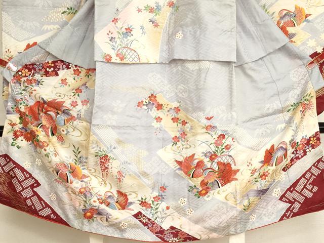 平和屋着物[]七五三　女の子　5歳　祝着　鴛鴦花文　暈し染め　金彩　逸品　AABI2756ja
