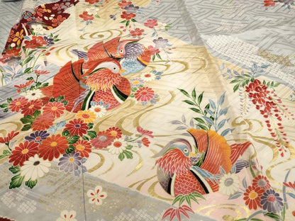平和屋着物[]七五三　女の子　5歳　祝着　鴛鴦花文　暈し染め　金彩　逸品　AABI2756ja