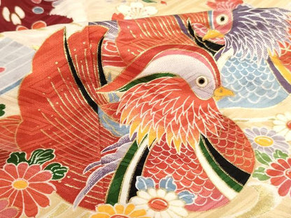 平和屋着物[]七五三　女の子　5歳　祝着　鴛鴦花文　暈し染め　金彩　逸品　AABI2756ja