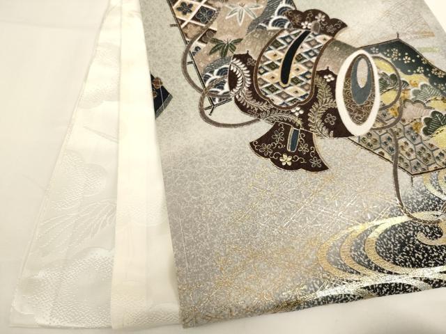 平和屋着物[]お宮参り　男の子　祝着　産着　初着　のしめ　兜　凧　暈し染め　金銀彩　逸品　AABI2757ja