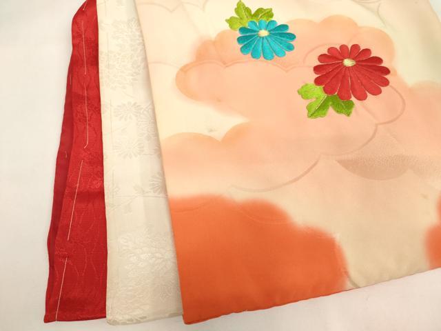 平和屋着物[]七五三　女の子　３歳　祝着　三つ身　総刺繍　御所車花文　暈し染め　金銀糸　逸品　AABI2758ja