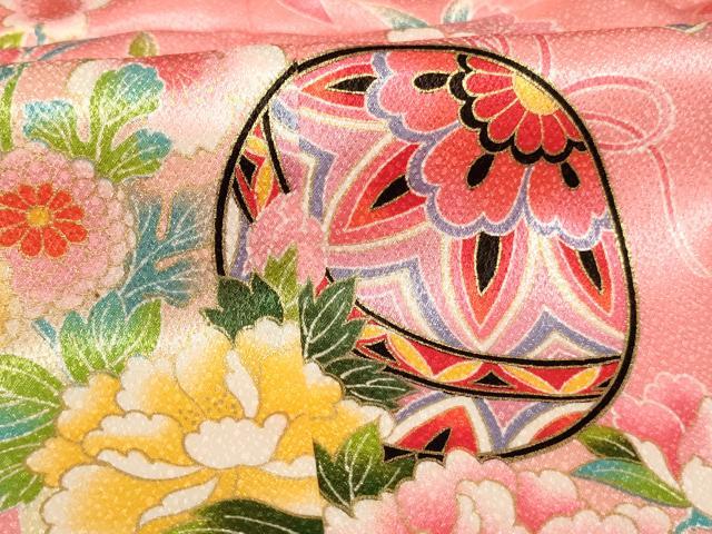 平和屋着物[]七五三　女の子　７歳　祝着　四つ身　花手毬文　暈し染め　金彩　AABI2761ja