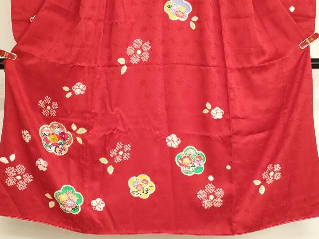 平和屋着物[]七五三　女の子　７歳　祝着　四つ身　絞り　刺繍　舞花文　金糸　逸品　AABI2763ja