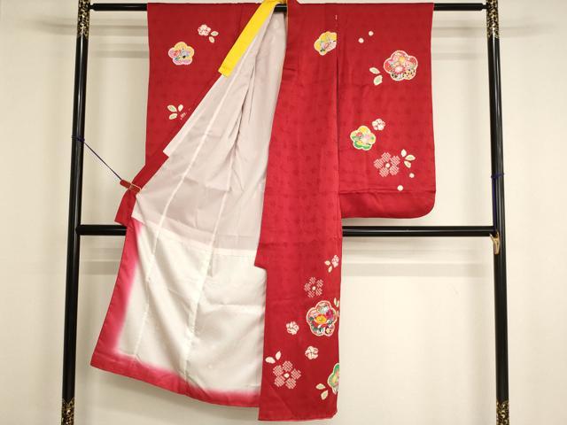 平和屋着物[]七五三　女の子　７歳　祝着　四つ身　絞り　刺繍　舞花文　金糸　逸品　AABI2763ja
