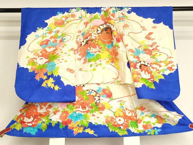 平和屋着物[]七五三　女の子　３歳　祝着　一つ身　駒刺繍　鏡裏花文　金彩　逸品　AABI2769ja