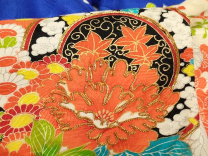 平和屋着物[]七五三　女の子　３歳　祝着　一つ身　駒刺繍　鏡裏花文　金彩　逸品　AABI2769ja