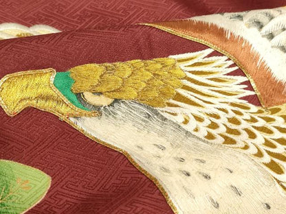 平和屋着物[]お宮参り　男の子　祝着　産着　初着　のしめ　駒刺繍　鷹　松　金糸　金彩　逸品　AABI2773ja